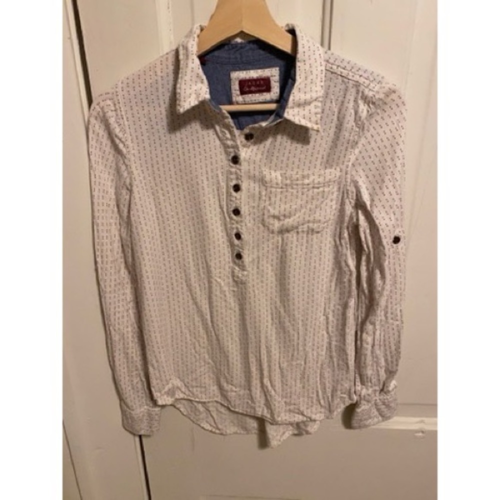 JACHS GIRLFRIEND Polka Dot Popover Long Sleeve Top